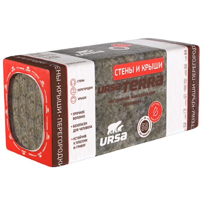 Утеплитель Урса Terra 36 PN cтены и крыши 50х610х1250